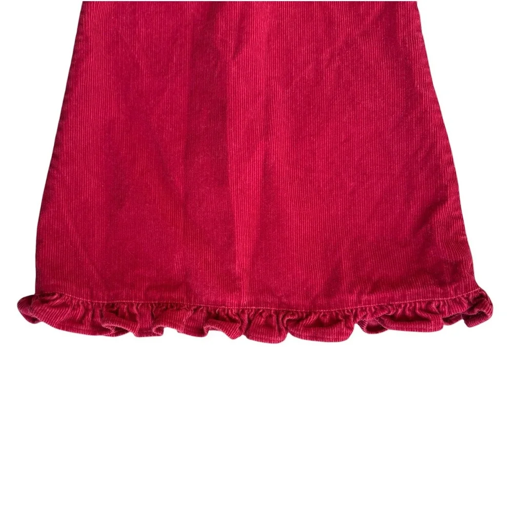 Ralph Lauren Corduroy Jumper Dress girls 2T red Pleated Ruffle Sleeveless
